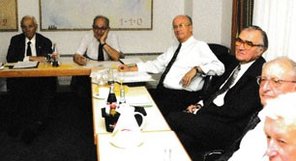 Mitgliederversammlung 2000 Berlin, vlnr: Theo Schmitt, Peter Fischer, Reiner Wyszomirski, Hans Meyer, Kurt Dahmann, Heinz Uhlmann